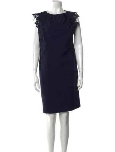 Pre-owned Lela Rose Wool Knee-length Dress In Blue