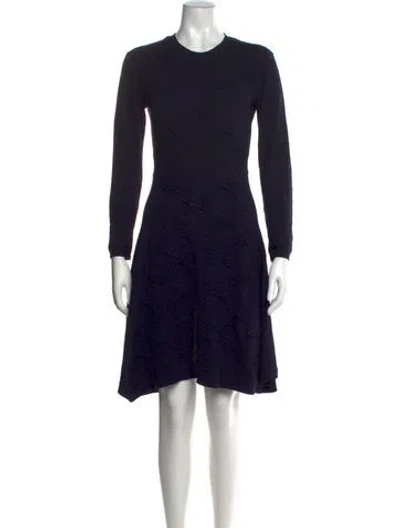 Pre-owned Lela Rose Wool Knee-length Dress In Blue
