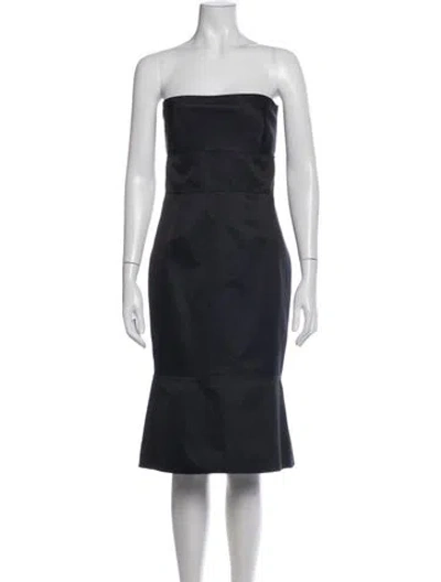Pre-owned Lela Rose Wool Knee-length Dress In Blue