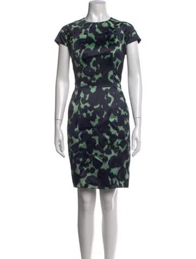 Pre-owned Lela Rose Wool Knee-length Dress In Blue