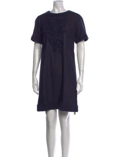 Pre-owned Lela Rose Wool Knee-length Dress In Blue