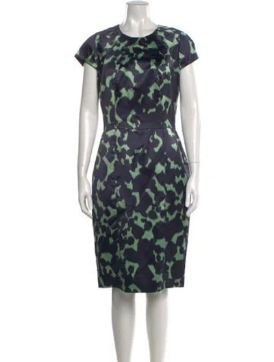Pre-owned Lela Rose Wool Knee-length Dress In Blue