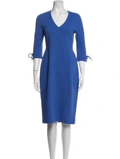 Pre-owned Lela Rose Wool Knee-length Dress In Blue