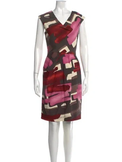 Pre-owned Lela Rose Wool Knee-length Dress In Brown