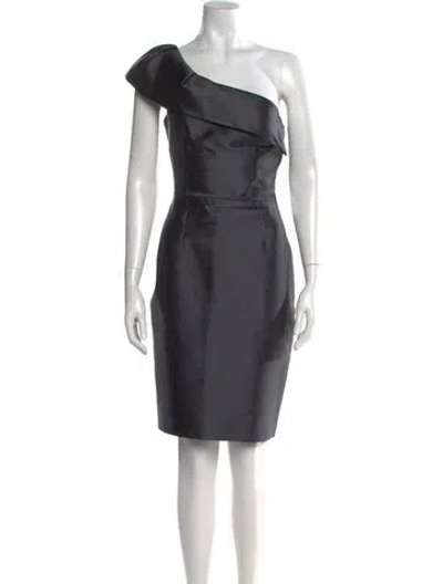 Pre-owned Lela Rose Wool Knee-length Dress In Gray