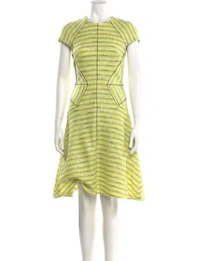 Pre-owned Lela Rose Wool Knee-length Dress In Neutral