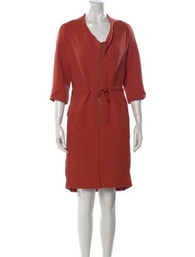 Pre-owned Lela Rose Wool Knee-length Dress In Orange
