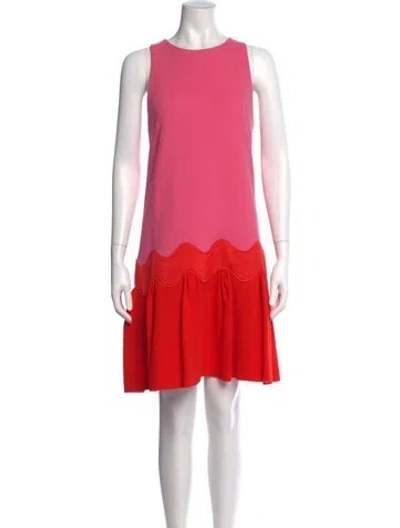 Pre-owned Lela Rose Wool Knee-length Dress In Orange/pink