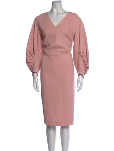 Pre-owned Lela Rose Wool Knee-length Dress In Pink