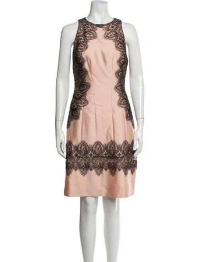 Pre-owned Lela Rose Wool Knee-length Dress In Pink