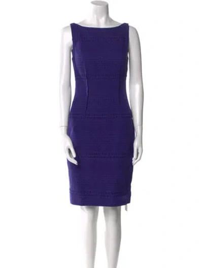 Pre-owned Lela Rose Wool Knee-length Dress In Purple