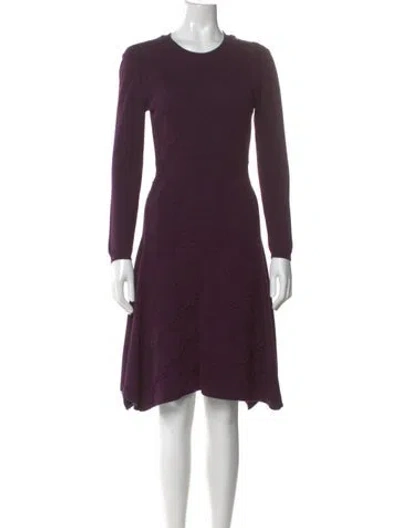 Pre-owned Lela Rose Wool Knee-length Dress In Purple