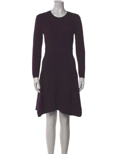 Pre-owned Lela Rose Wool Knee-length Dress In Purple