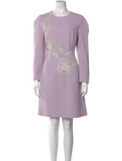 Pre-owned Lela Rose Wool Knee-length Dress In Purple