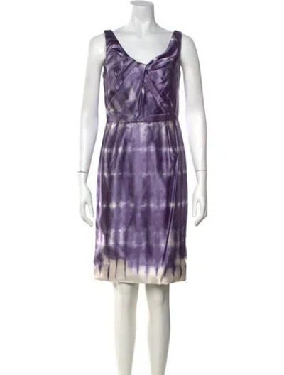 Pre-owned Lela Rose Wool Knee-length Dress In Purple