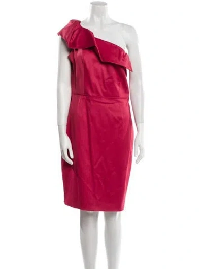 Pre-owned Lela Rose Wool Knee-length Dress In Red