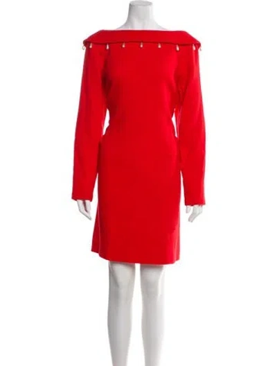 Pre-owned Lela Rose Wool Knee-length Dress In Red