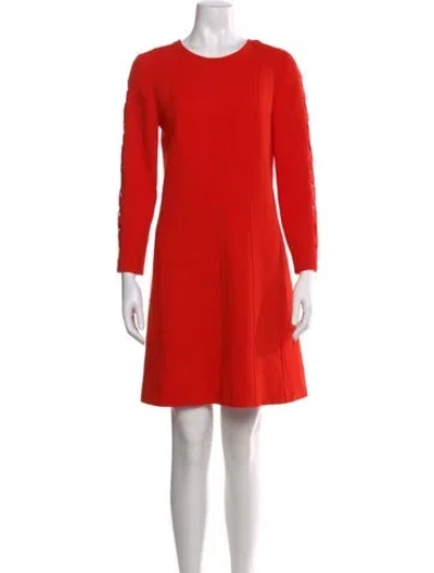 Pre-owned Lela Rose Wool Knee-length Dress In Red