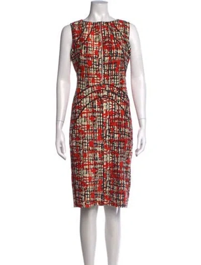 Pre-owned Lela Rose Wool Knee-length Dress In Red