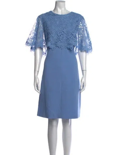 Pre-owned Lela Rose Wool Knee-length Dress W/ Tags In Blue