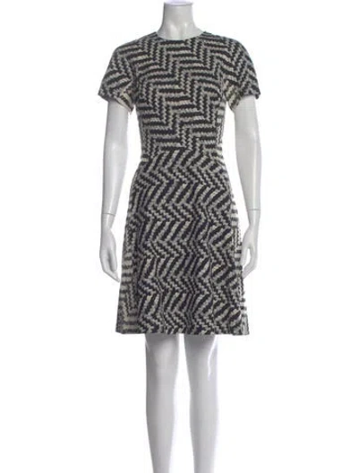Pre-owned Lela Rose Wool Knee-length Dress In White