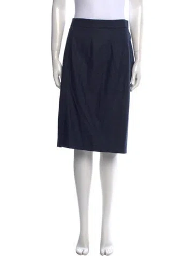 Pre-owned Lela Rose Wool Knee-length Skirt In Blue