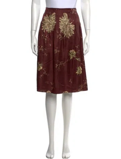 Pre-owned Lela Rose Wool Knee-length Skirt In Brown
