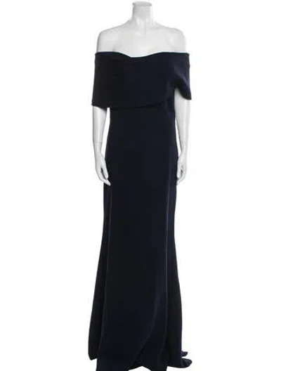 Pre-owned Lela Rose Wool Long Dress In Blue