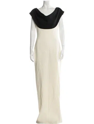Pre-owned Lela Rose Wool Long Dress In Neutral