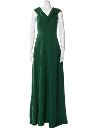 Pre-owned Lela Rose Wool Long Dress W/ Tags In Green