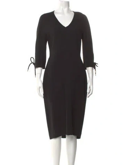 Pre-owned Lela Rose Wool Midi Length Dress In Black
