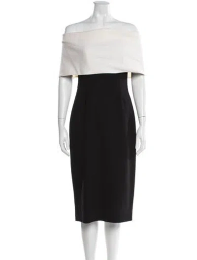 Pre-owned Lela Rose Wool Midi Length Dress In Black