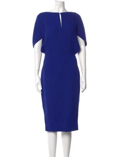 Pre-owned Lela Rose Wool Midi Length Dress In Blue