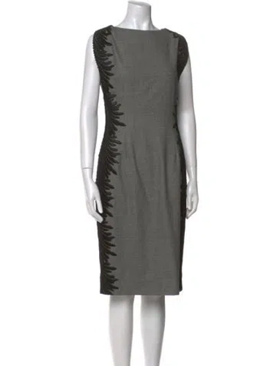 Pre-owned Lela Rose Wool Midi Length Dress In Gray