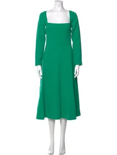Pre-owned Lela Rose Wool Midi Length Dress In Green
