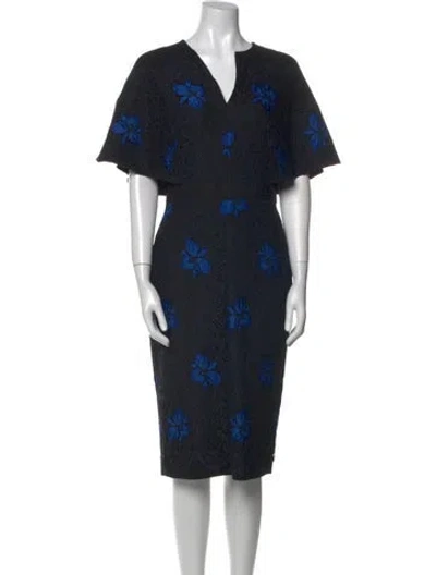 Pre-owned Lela Rose Wool Midi Length Dress In Multi