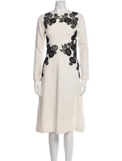 Pre-owned Lela Rose Wool Midi Length Dress In Multi