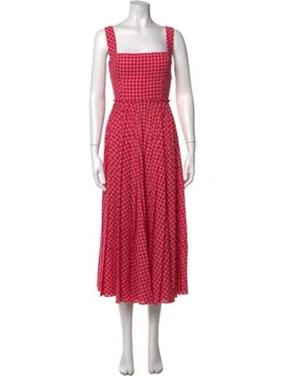 Pre-owned Lela Rose Wool Midi Length Dress In Pink/red
