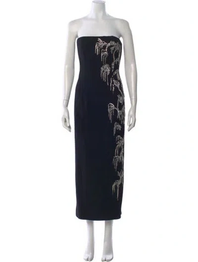 Pre-owned Lela Rose Wool Midi Length Dress W/ Tags In Black