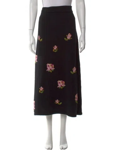 Pre-owned Lela Rose Wool Midi Length Skirt In Black