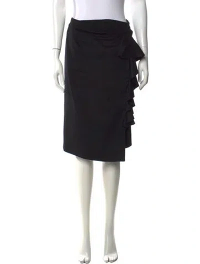 Pre-owned Lela Rose Wool Midi Length Skirt In Black