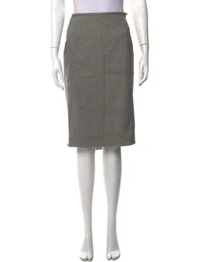 Pre-owned Lela Rose Wool Midi Length Skirt In Grey