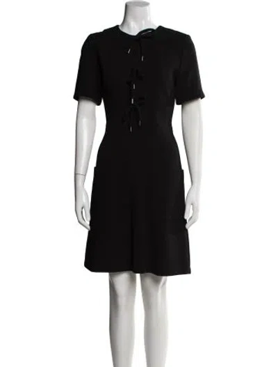 Pre-owned Lela Rose Wool Mini Dress In Black