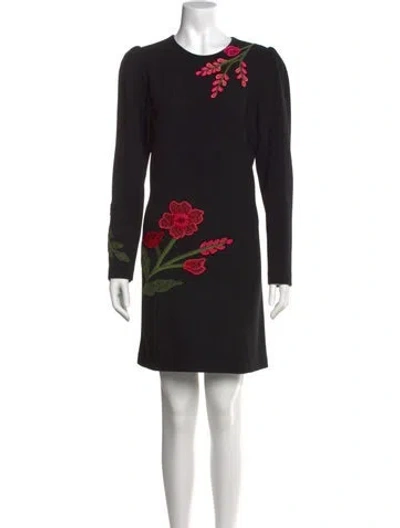 Pre-owned Lela Rose Wool Mini Dress In Black