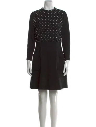 Pre-owned Lela Rose Wool Mini Dress In Black