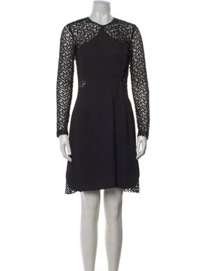 Pre-owned Lela Rose Wool Mini Dress In Black