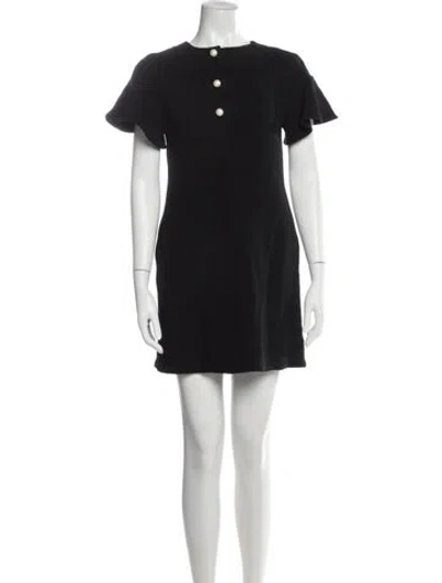 Pre-owned Lela Rose Wool Mini Dress In Black