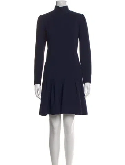 Pre-owned Lela Rose Wool Mini Dress In Blue