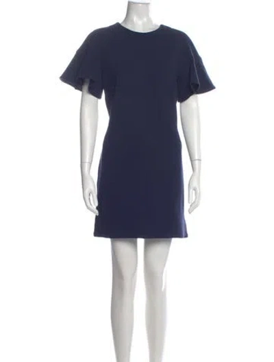 Pre-owned Lela Rose Wool Mini Dress In Blue