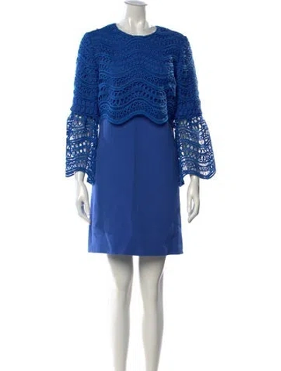 Pre-owned Lela Rose Wool Mini Dress In Blue